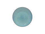 Runde, türkisfarbene Keramikplatte, Draufsicht
