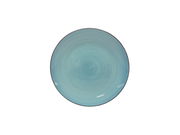 Runde, türkisfarbene Keramikplatte, Draufsicht