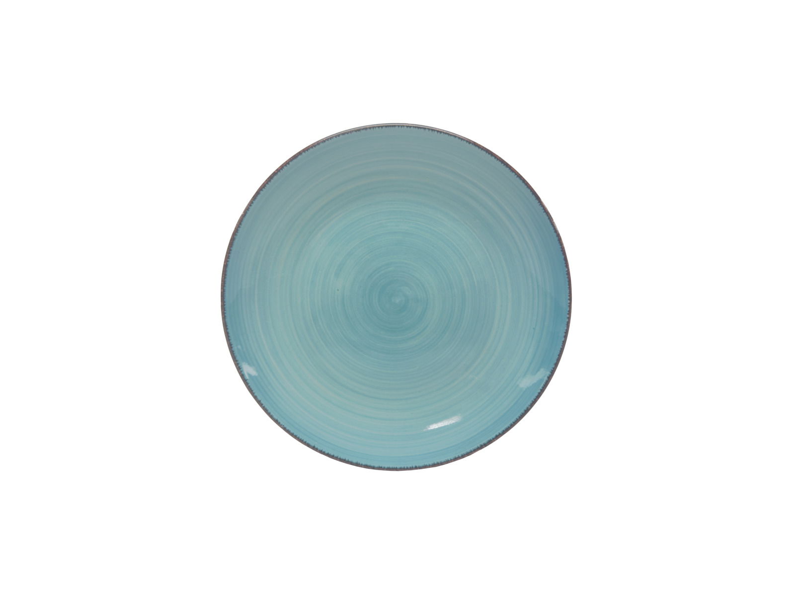 Runde, türkisfarbene Keramikplatte, Draufsicht
