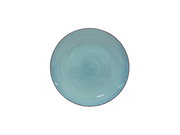 Runde, türkisfarbene Keramikplatte, Draufsicht