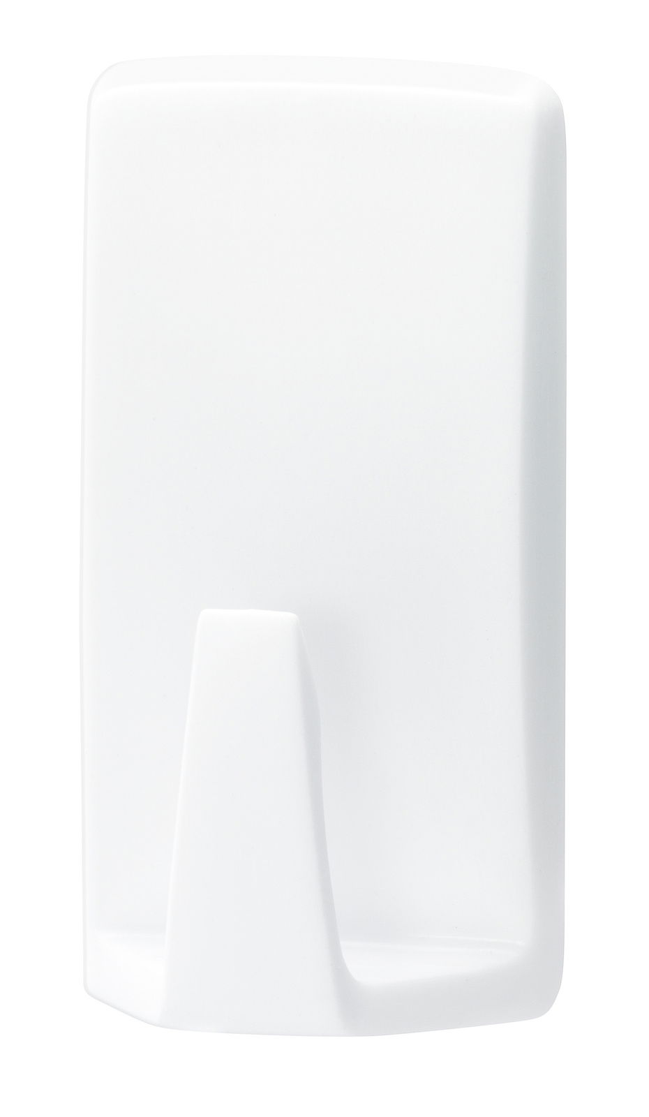 Tesa Powerstrips 2-tlg. WATERPROOF Weißer Wandhaken aus Kunststoff, frontal abgebildet, geeignet für den Einsatz in feuchten Umgebungen.