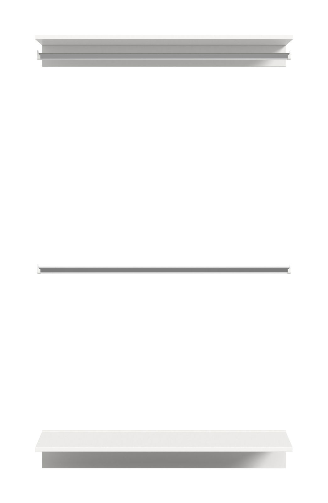 Weißes Zwischenbauelement in Frontalansicht mit klaren Linien und modernem Design.