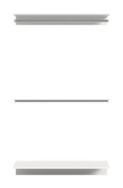 Weißes Zwischenbauelement in Frontalansicht mit klaren Linien und modernem Design.