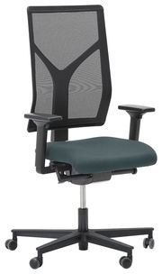 Moderner Drehstuhl mit Netzrückenlehne und gepolstertem Sitz, seitliche Ansicht