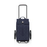 Einkaufsroller Citycruiser Rhombus Midnight in Vorderansicht mit ausziehbarem Griff und großen Rädern, dunkelblaues Rautenmuster