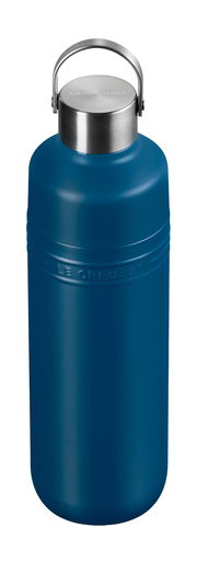 Trinkflasche 1L in Deep Teal mit Edelstahlverschluss, seitliche Perspektive