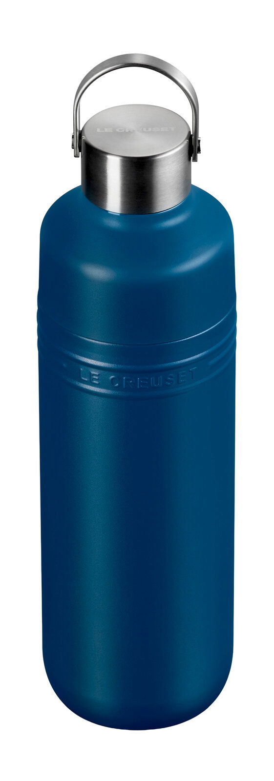 Trinkflasche 1L in Deep Teal mit Edelstahlverschluss, seitliche Perspektive