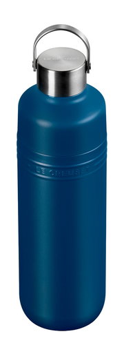 Trinkflasche 1L in Deep Teal mit Edelstahlverschluss, seitliche Perspektive