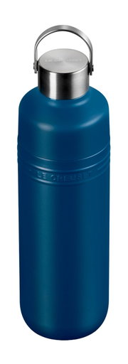 Trinkflasche 1L in Deep Teal mit Edelstahlverschluss, seitliche Perspektive