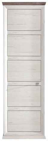 Frontansicht eines Garderobenschranks der Serie Camron/Benton mit Holzoptik und mehreren Türen.