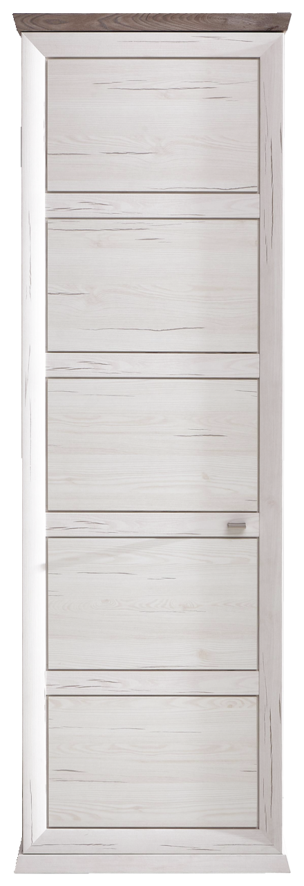 Frontansicht eines Garderobenschranks der Serie Camron/Benton mit Holzoptik und mehreren Türen.