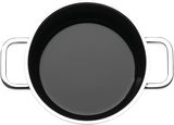 Top-Down-Ansicht eines schwarzen Kochtopfs mit zwei Griffen, Teil des Topfsets Fusiontec Black 3-tlg.
