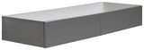 Graue Wandkonsole mit zwei Fächern, seitliche Perspektive