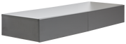 Graue Wandkonsole mit zwei Fächern, seitliche Perspektive