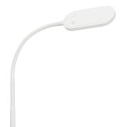 Weiße CCT LED Stehleuchte, Nahaufnahme des Lampenkopfs mit gebogenem Hals