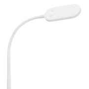 Witte CCT-led-staande lamp, close-up van de lampkop met gebogen hals