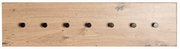 Holz-Wandgarderobe mit sieben schwarzen Haken, Draufsicht