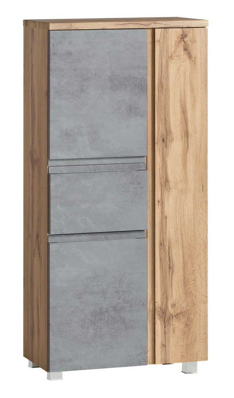 XORA Midischrank VARESE Moderner Midischrank 65 cm mit Holz- und Betonoptik, Frontalansicht