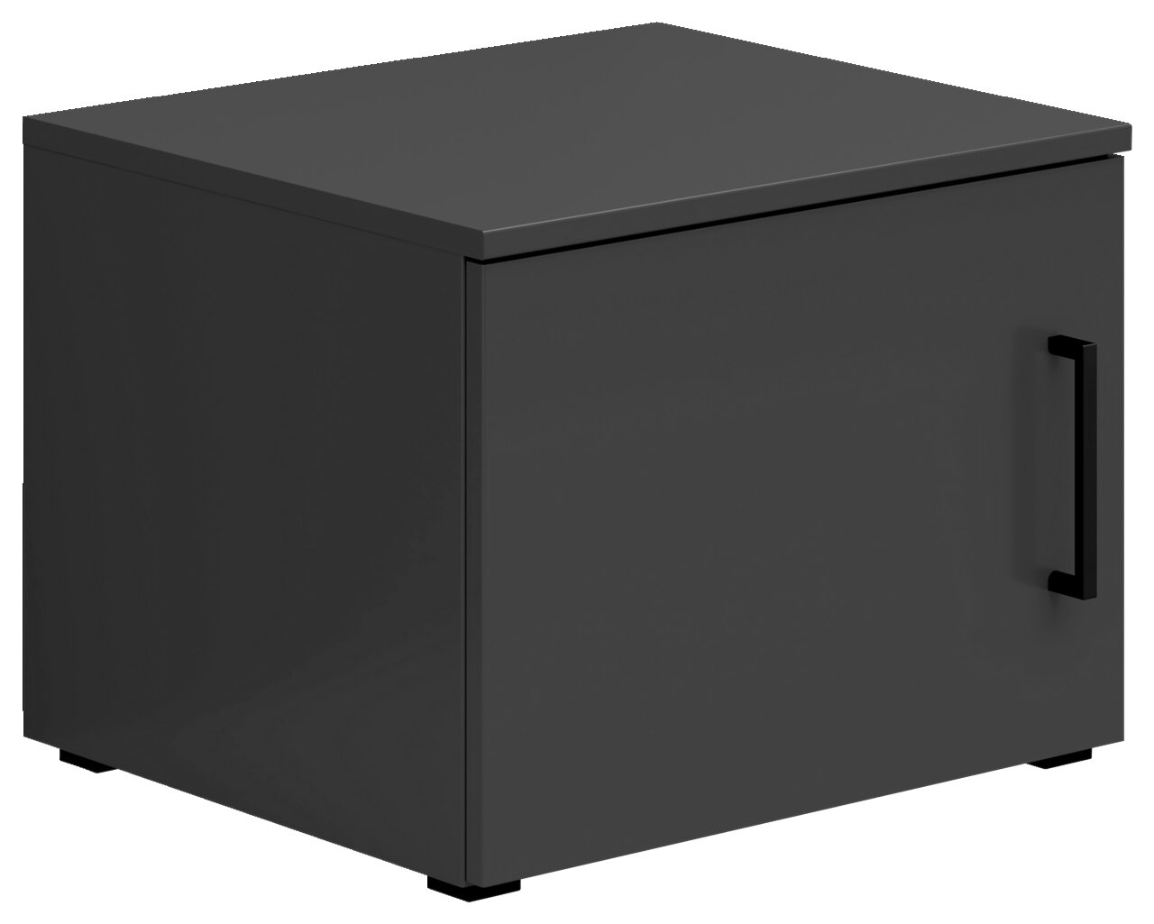 Carryhome Opzetkast MULTISTAURAUM Grauer Aufsatzschrank mit schwarzem Griff, perspektivisch von vorne rechts fotografiert.