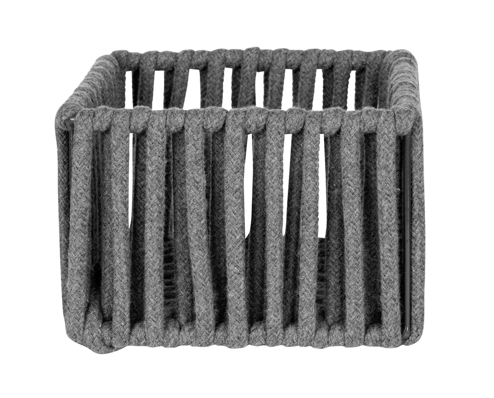 Grauer Badkorb Zovo S aus geflochtenem Material, Vorderansicht