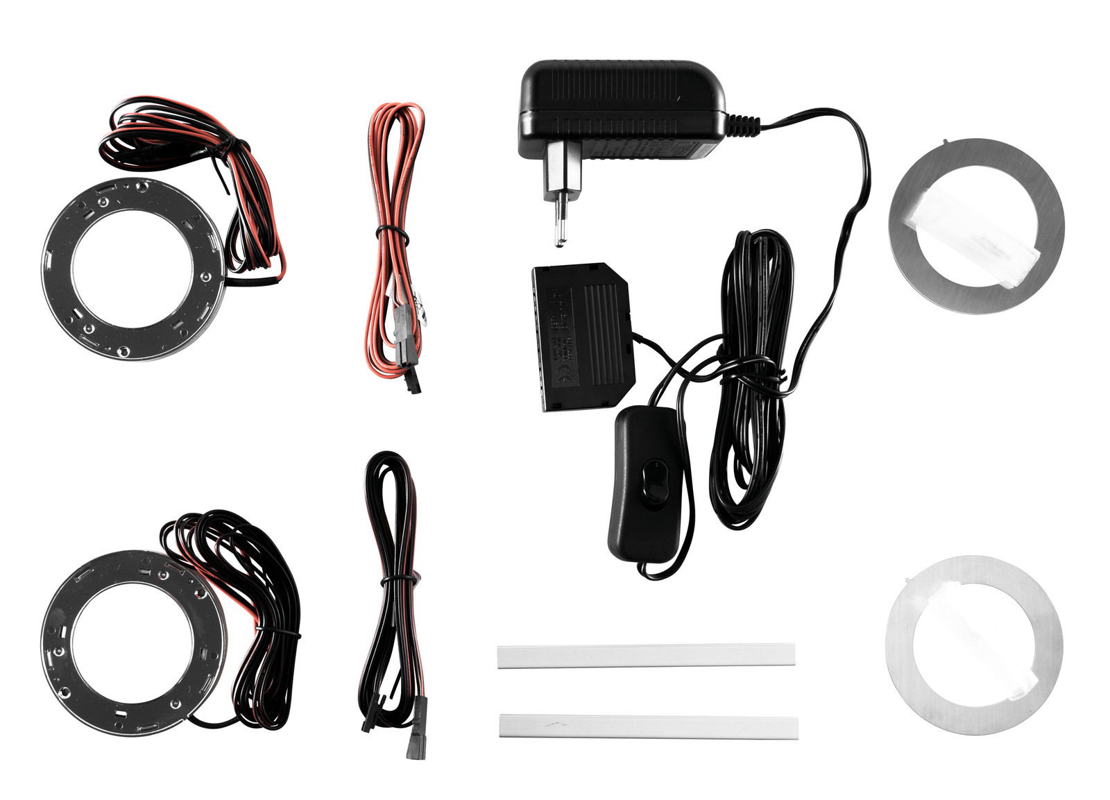 Landscape LED-Flat-Powerspot BREGENZ LED-Flat-Powerspot Set mit Netzteil, Kabeln und Montageringen, Draufsicht