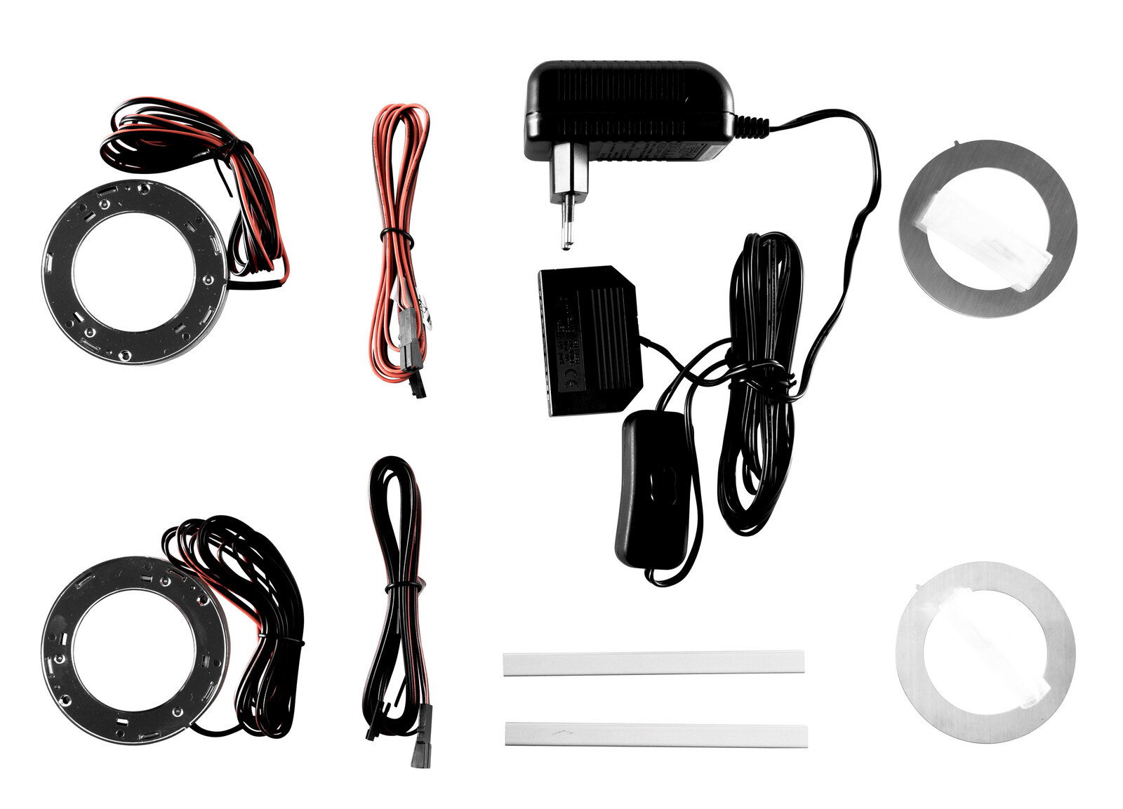 Landscape LED-Flat-Powerspot BREGENZ LED-Flat-Powerspot Set mit Netzteil, Kabeln und Montageringen, Draufsicht