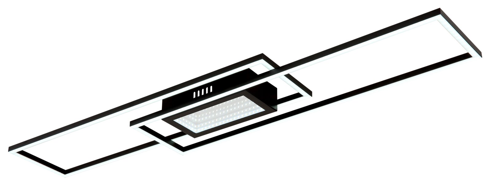 Moderne plafondlamp met rechthoekig ontwerp en ledverlichting, zijaanzicht