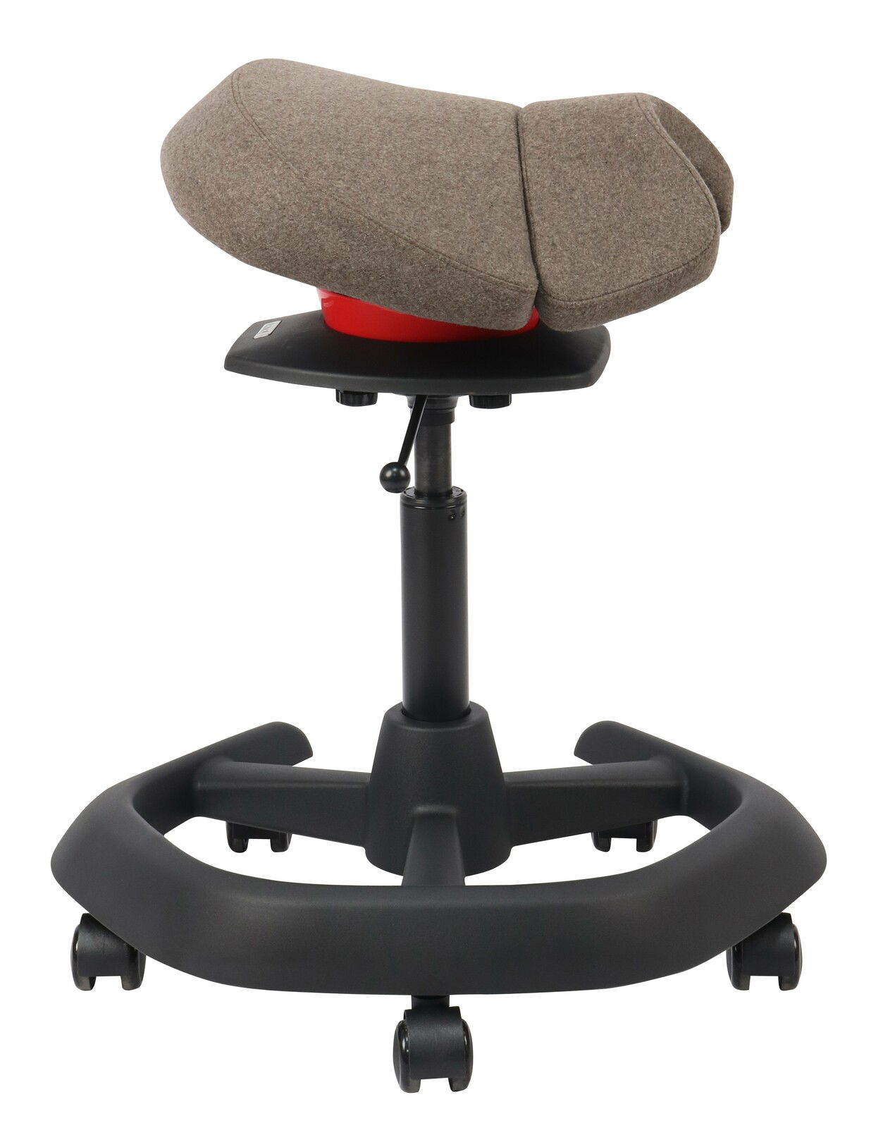 Moderner Bürohocker mit ergonomischem Design, seitliche Perspektive