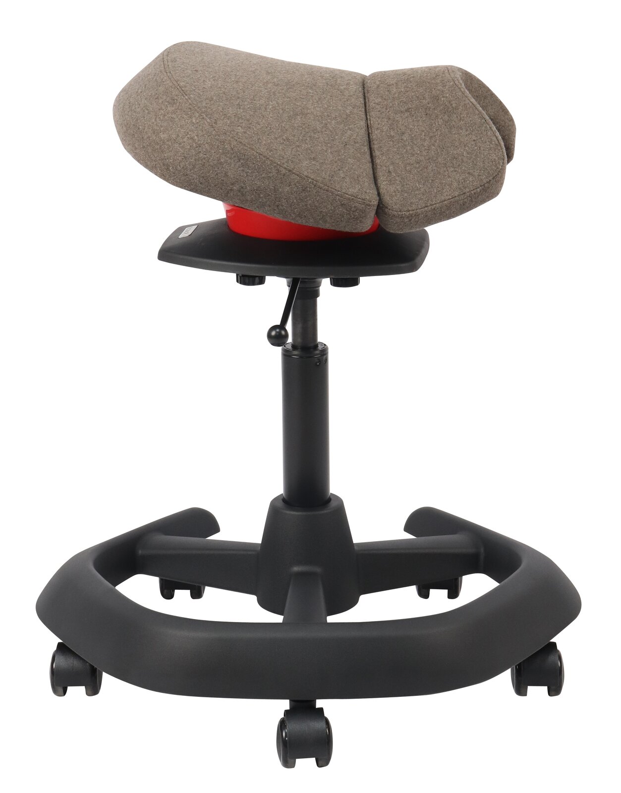 Moderner Bürohocker mit ergonomischem Design, seitliche Perspektive