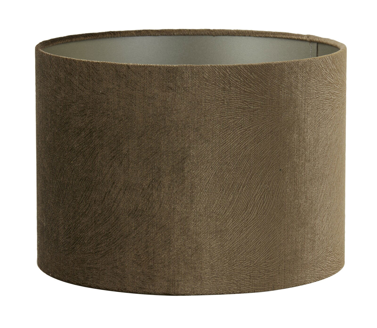 Brauner zylindrischer Lampenschirm mit texturierter Oberfläche, seitliche Perspektive