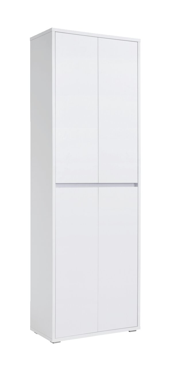 XORA XXL-schoenen-/multifunctionele kast LIV Weißer XXL-Schuh- und Mehrzweckschrank mit vier Türen, seitliche Perspektive