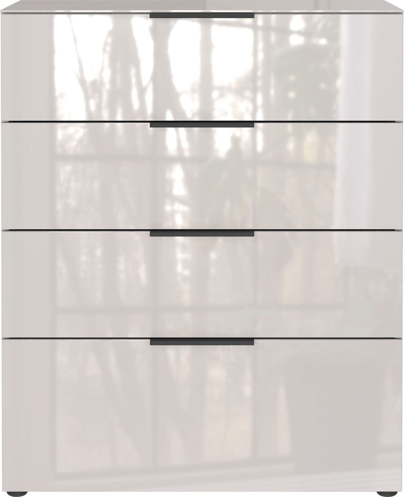 Moderne Schubkastenkommode mit vier Schubladen, frontale Ansicht