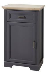 Schmaler Schuhschrank JUDITH in dunklem Grau mit heller Holzplatte, Frontalansicht