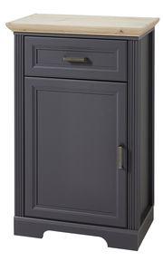 Schmaler Schuhschrank JUDITH in dunklem Grau mit heller Holzplatte, Frontalansicht