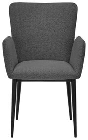 Grijze fauteuil met stoffen bekleding, vooraanzicht