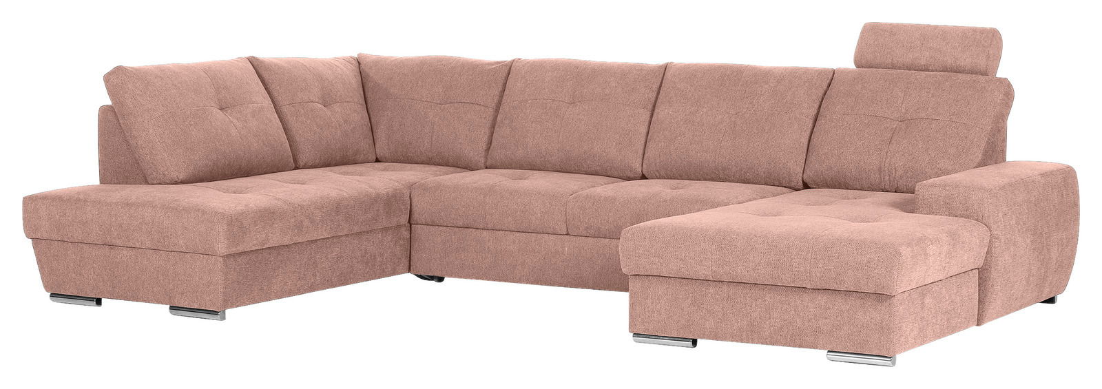 Beige Ecksofa mit Ottomane, Vorderansicht