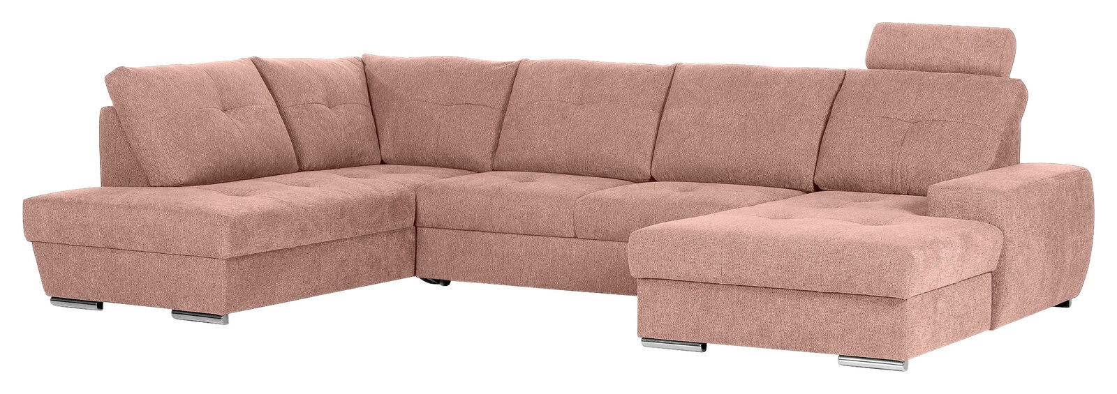 Beige Ecksofa mit Ottomane, Vorderansicht