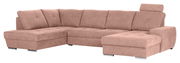 Beige Ecksofa mit Ottomane, Vorderansicht