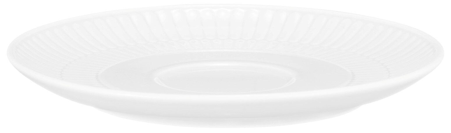 Seltmann Weiden Untertasse AMINA Weiße Kombi-Untertasse groß, 16 cm, mit feinem Rillenmuster, seitliche Perspektive