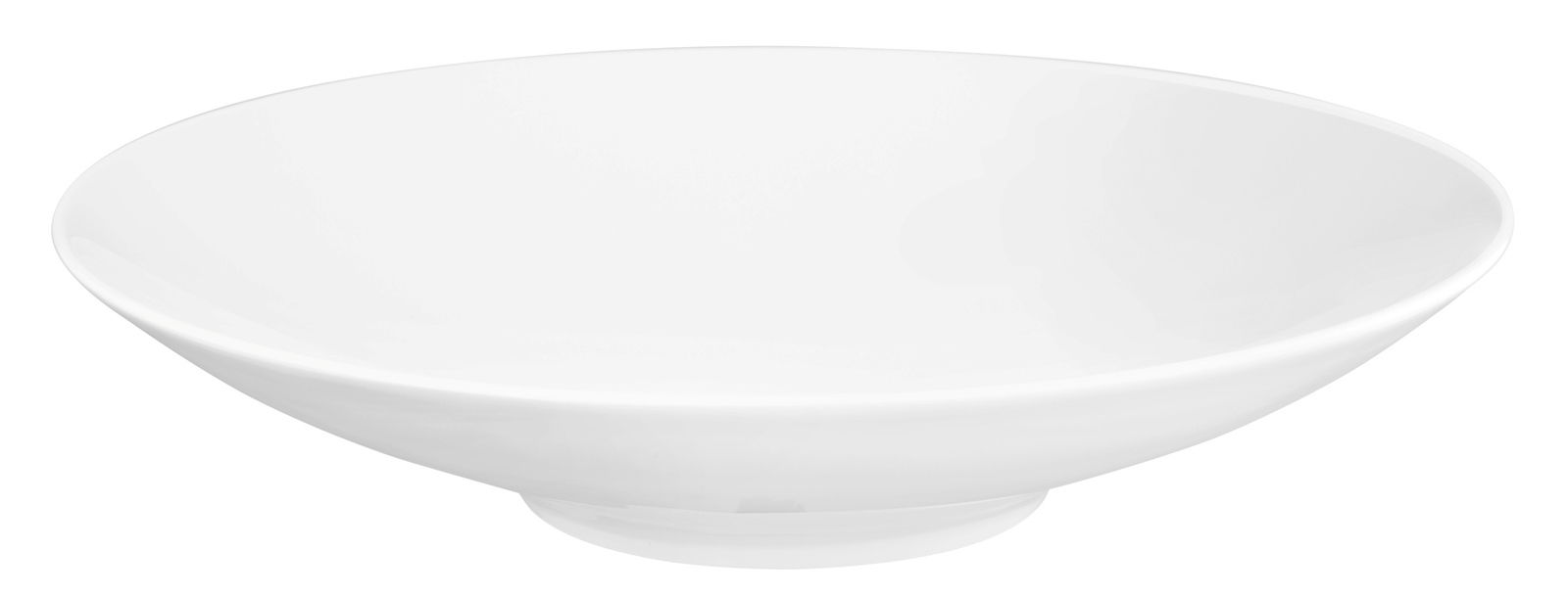 Weißer Pasta- und Salatteller aus Porzellan, seitliche Perspektive