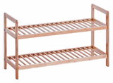 Schuhregal aus Holz mit zwei Ablagen, seitliche Perspektive