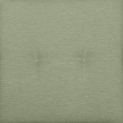 Grüne Sesselauflage in Nahaufnahme von oben, mit zwei sichtbaren Knöpfen in der Mitte.