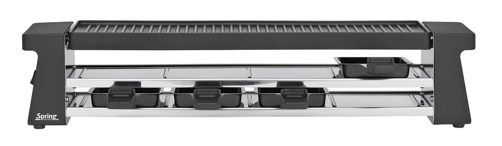 Raclette-Grill mit Aluminium-Grillplatte, seitliche Perspektive