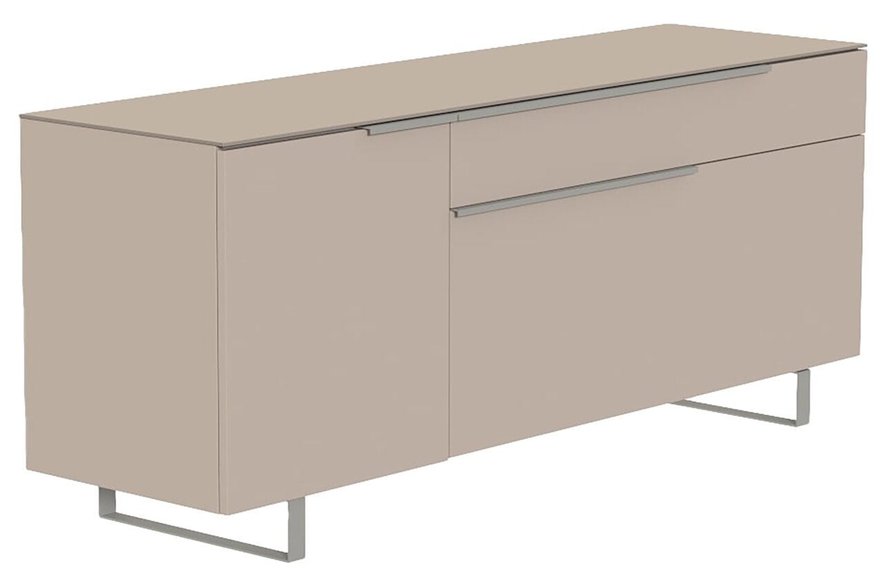 Moderano TV-Lowboard BORMIO Beiges TV-Lowboard mit zwei Türen und einer Schublade, seitliche Perspektive