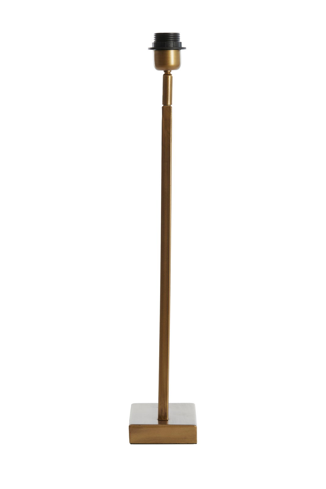 Goldener Lampenfuß mit quadratischer Basis, frontal abgebildet.