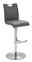 Novel Barhocker ALESI Moderner Barhocker mit grauem Sitz und Rückenlehne, verstellbarem Edelstahlgestell und Fußstütze, seitliche Perspektive