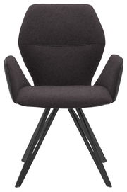 Moderner Armlehnenstuhl in dunklem Stoffbezug, Vorderansicht