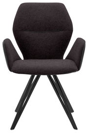 Moderner Armlehnenstuhl in dunklem Stoffbezug, Vorderansicht
