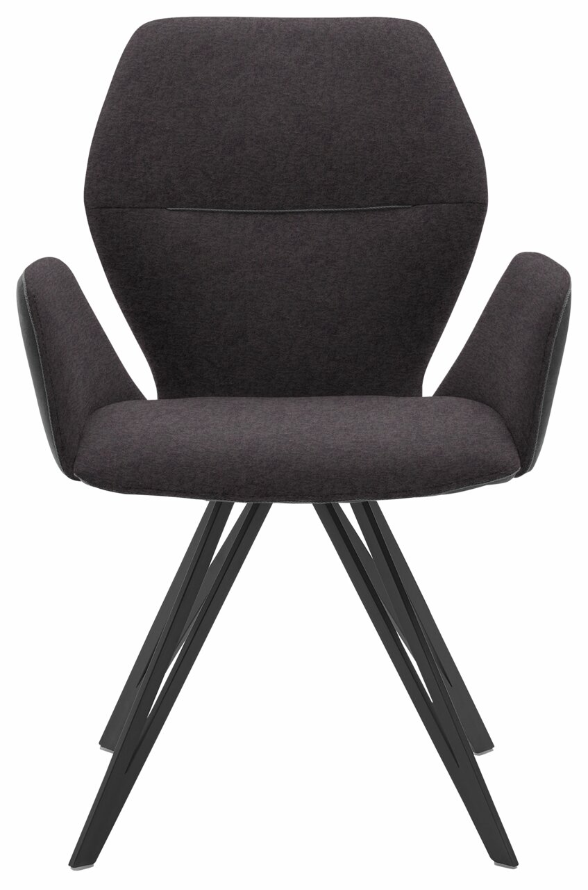 Valnatura Armlehnenstuhl PIANO Moderner Armlehnenstuhl in dunklem Stoffbezug, Vorderansicht