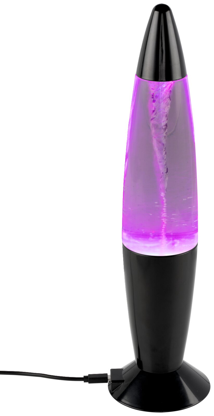 Glitterlamp Storm met paarse werveling, zijaanzicht